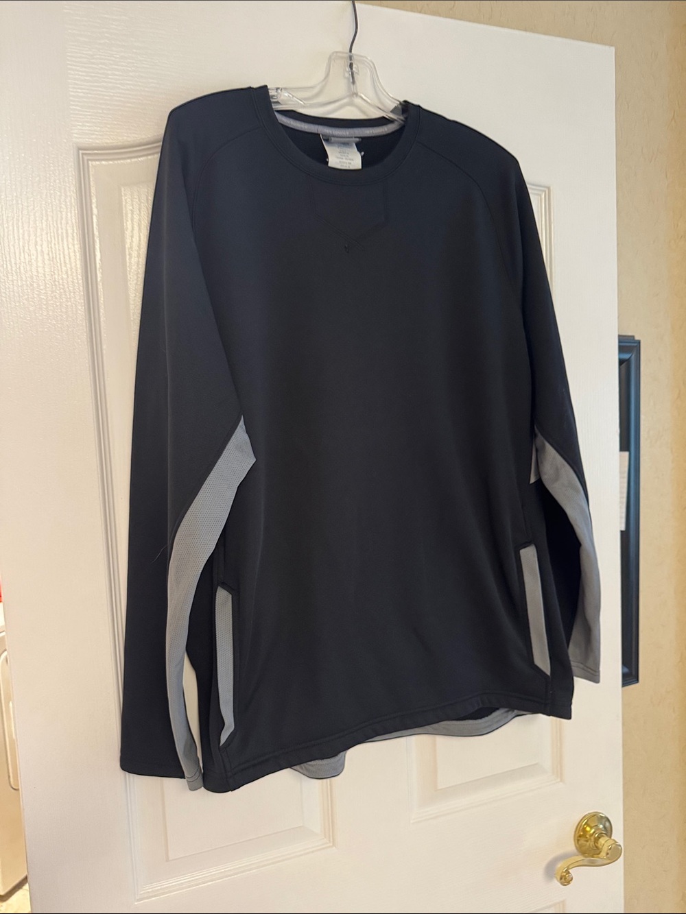 New Balance Black Crewneck Pullover with Gray Accents front pockets